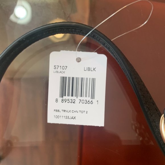 COACH Turnlock Chain Tote Bag New With Tag Black Pebbled Leather NWT - Picture 4 of 4